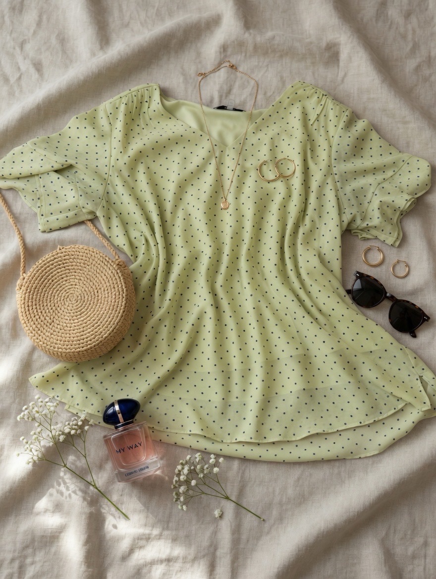 Chemise blanche à pois noirs 