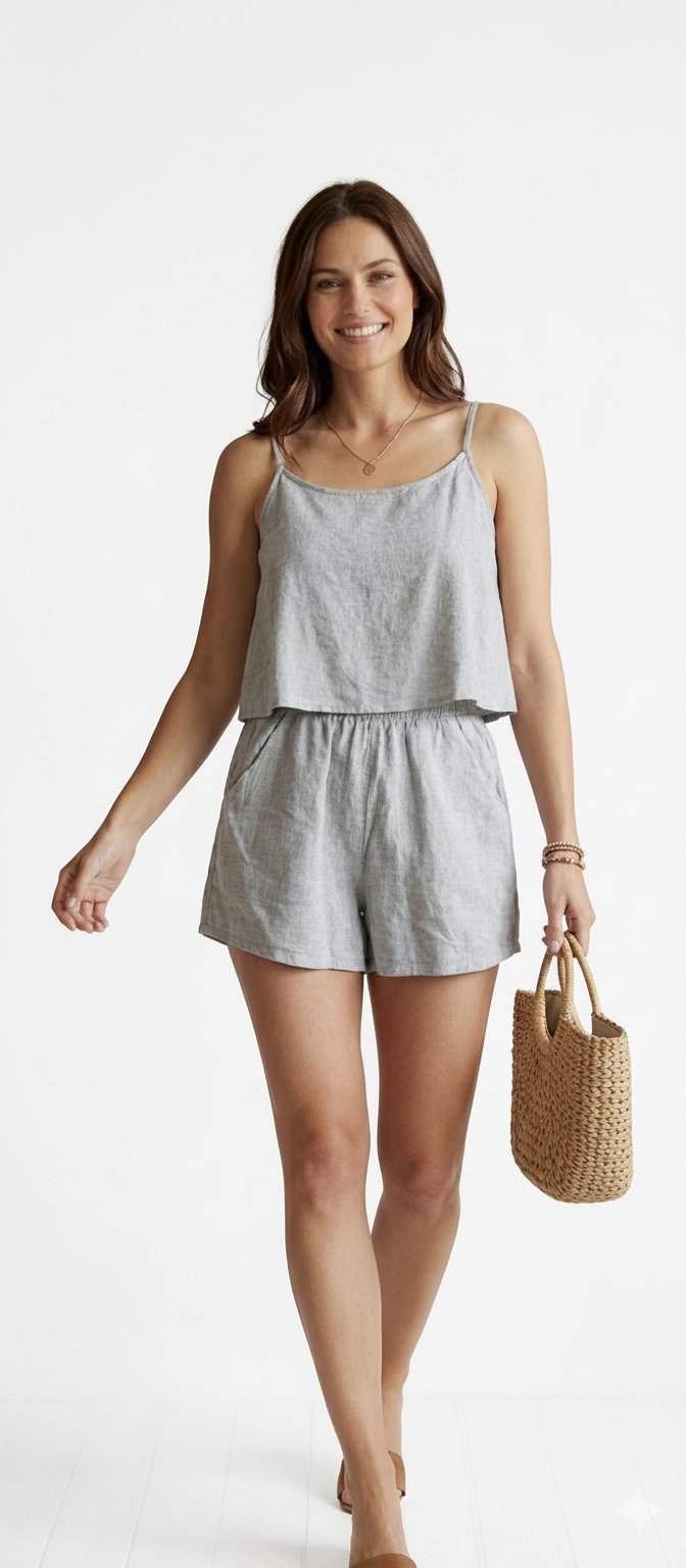Combishort en lin Premium pour femme