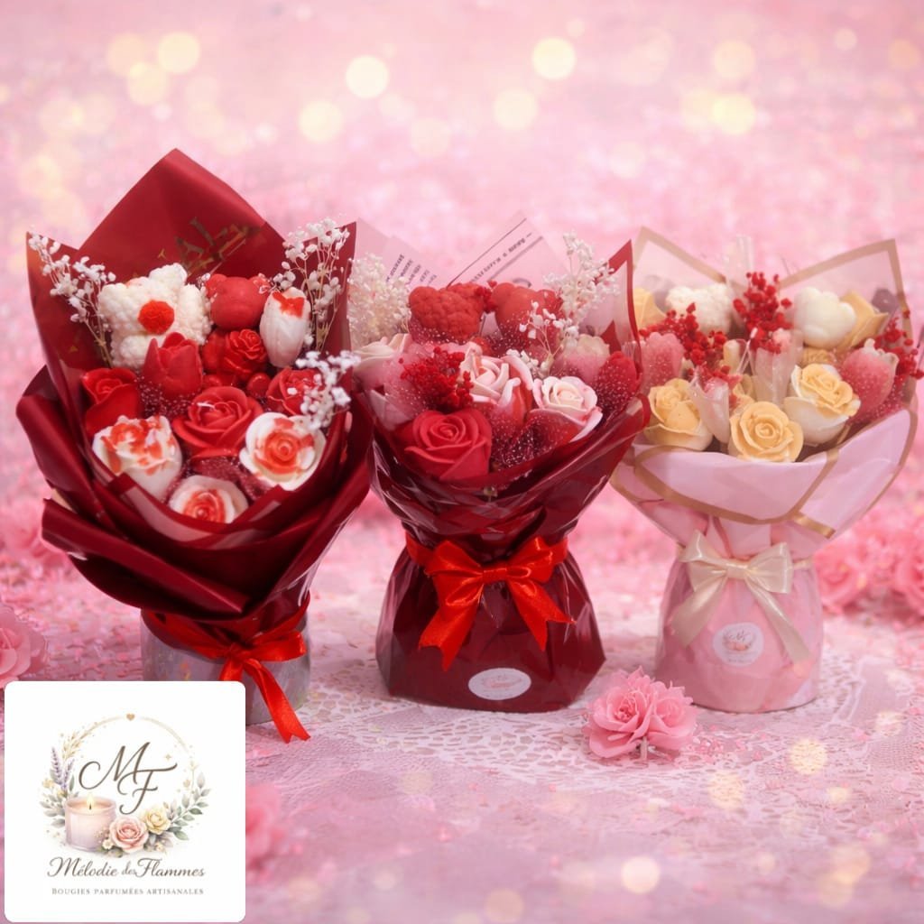 Bouquet de bougie parfumée en cire naturel 