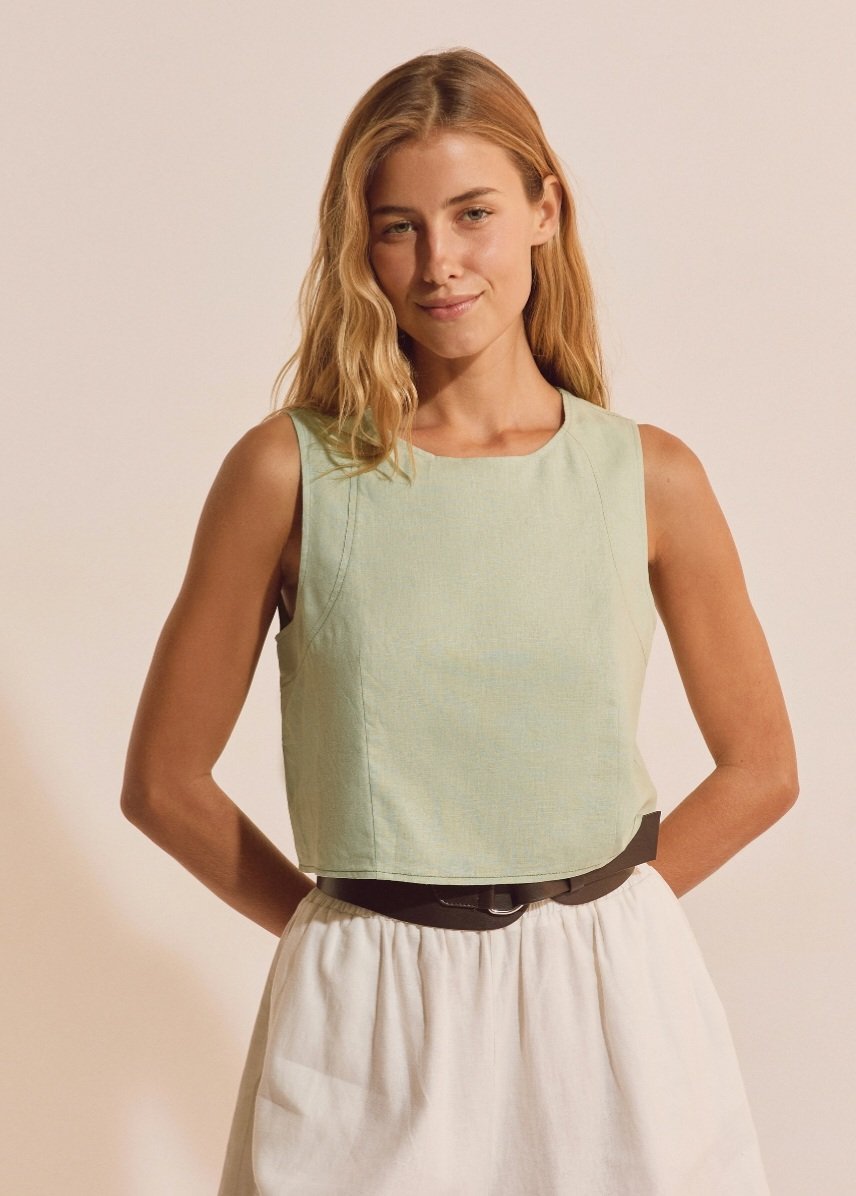 🌿 Blouse sans manches vert sauge ETHNC✨️💚