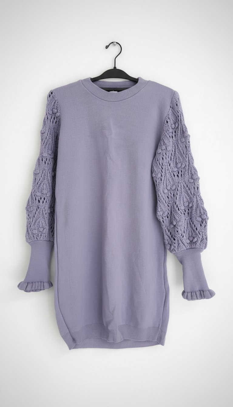 Robe pull simple avec manches dentelle💜✨️