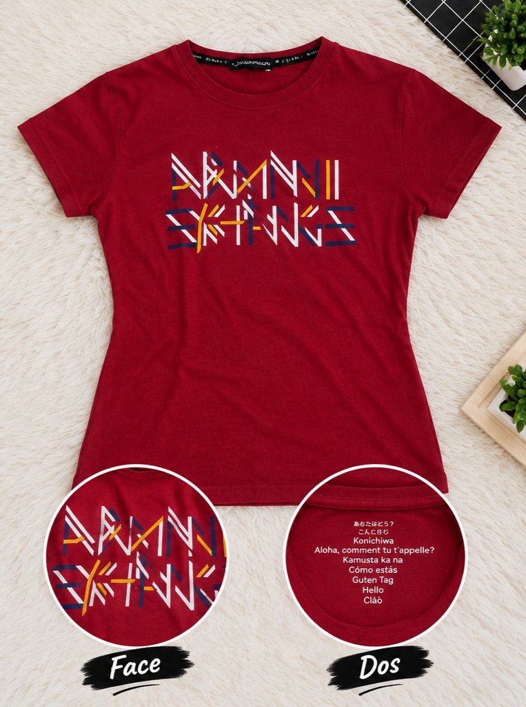 ❤️ T-shirt rouge بتصميم graphique multicolore، coupe classique وstyle décontracté.