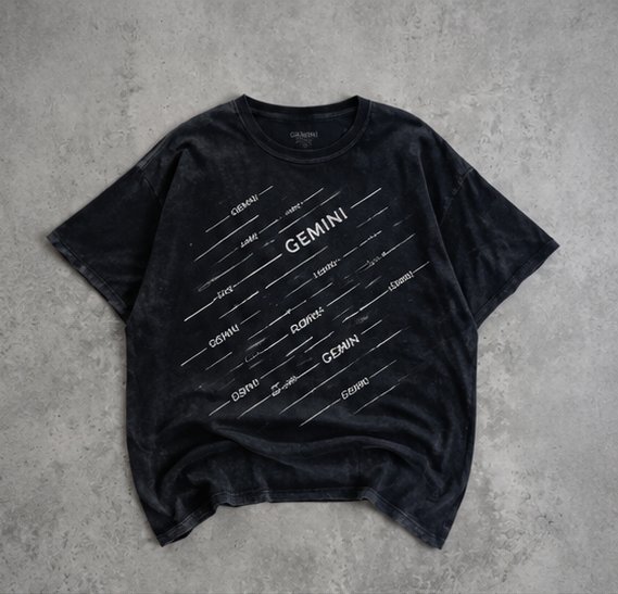 T-shirt noir GEMINI — imprimé moderne et minimaliste, style streetwear.