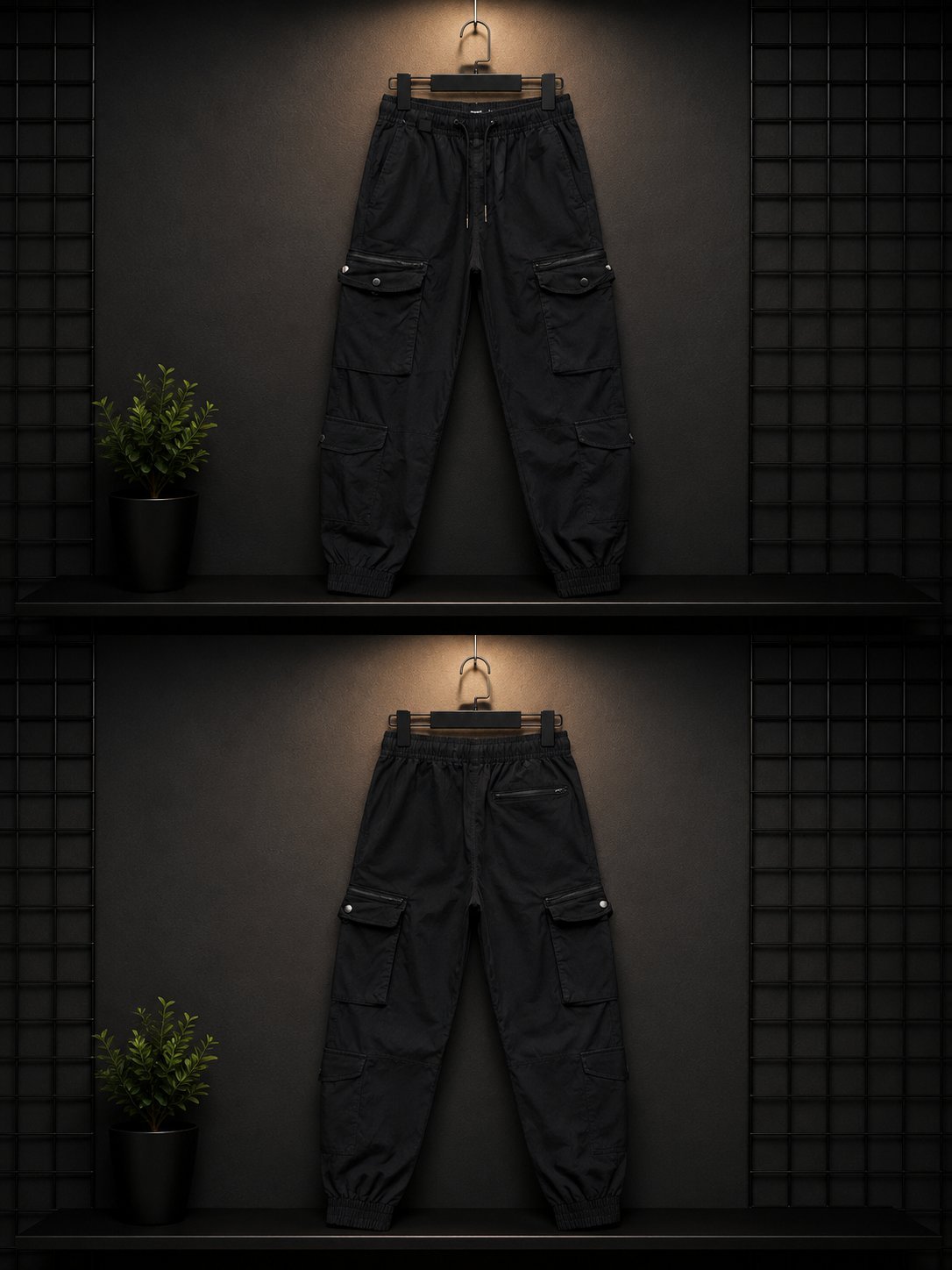 Bershka – Jogger cargo noir 🖤 Taille S – Coupe cargo avec poches latérales – Élastique à la taille et aux chevilles. Très bon état.