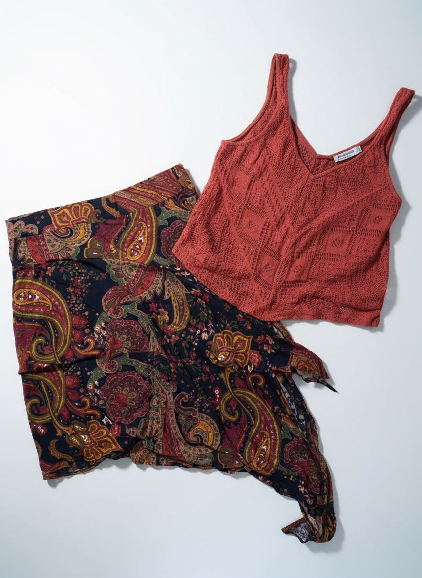 Ensemble d'été debardeur et jupe de la marque stradivaruis 