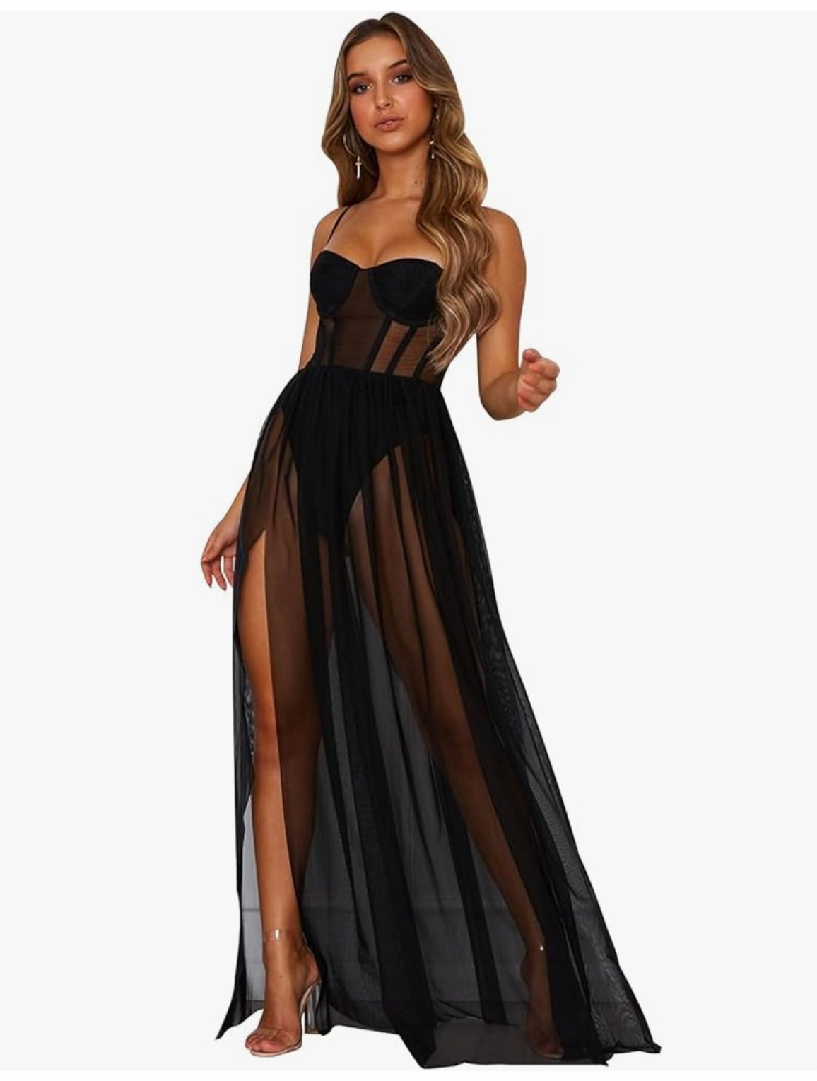Longue nuisette transparente 