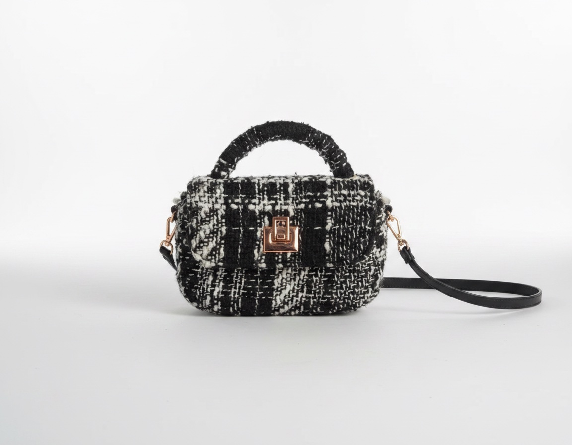     Mini sac tweed noir et blanc