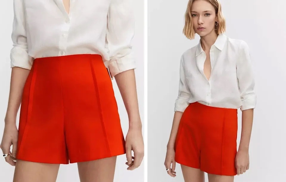 Short taille Mango T34 couleur orange 