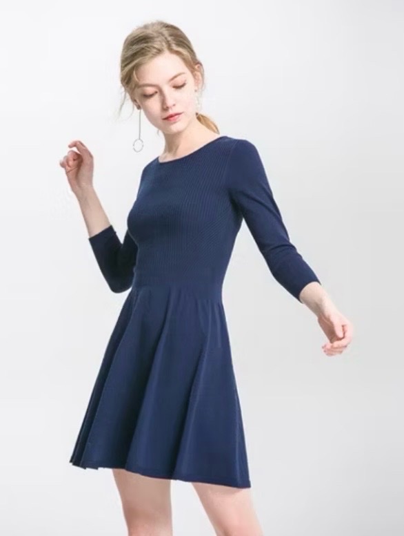 Sessûn robe bleu marine 45% laine vierge