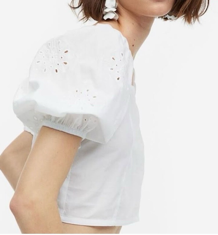 Crop H&M manches broderie anglaise T36