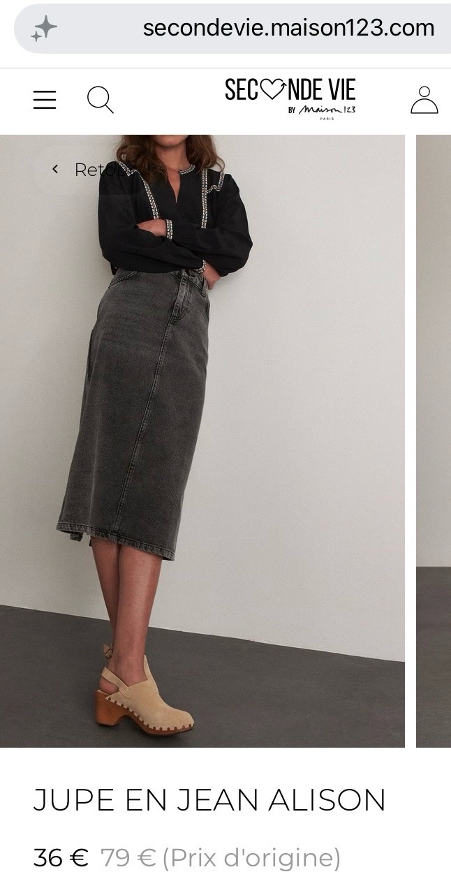 Jupe denim midi taille haute maison 123
