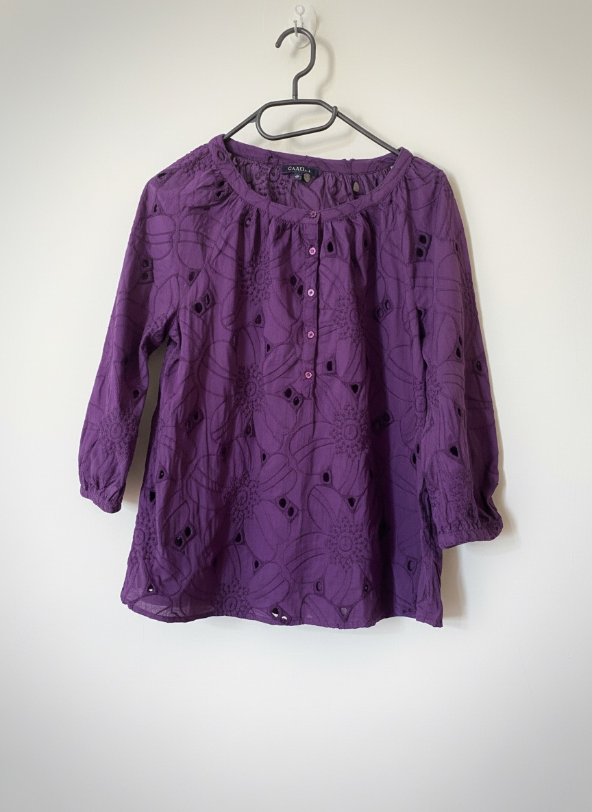 Blouse ample broderie anglaise violette Caroll 