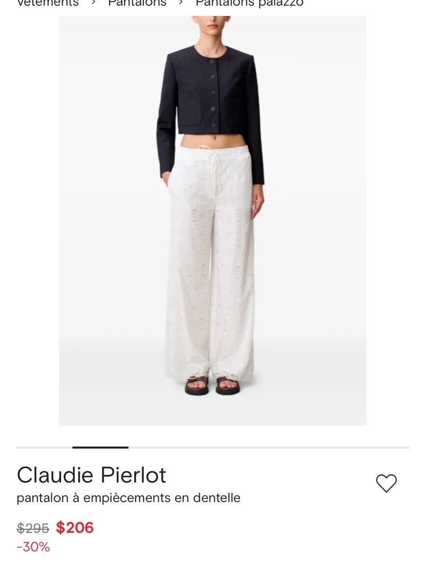Pantalon claudie Pierrlot en dentelle T36