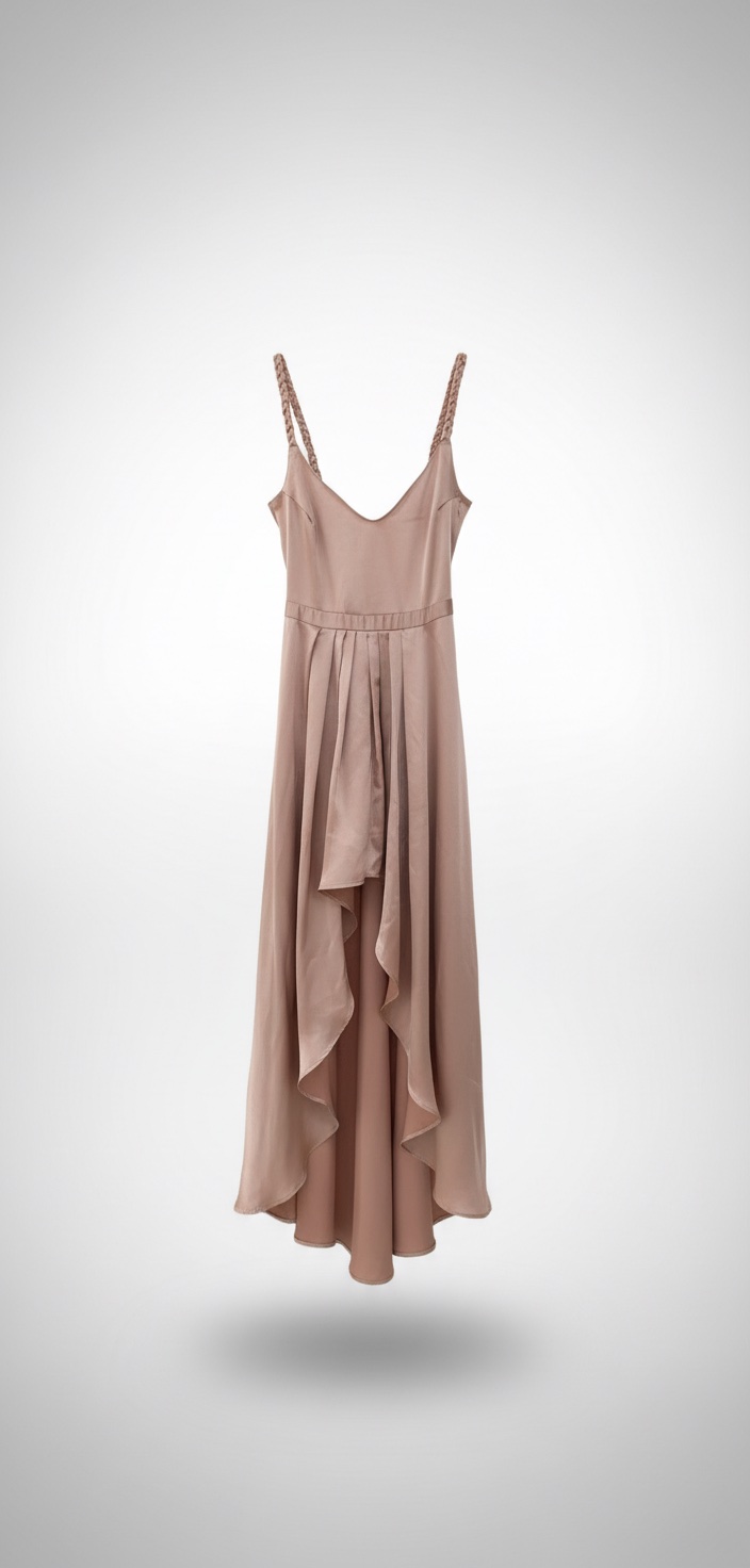 Robe de soirée longue rose poudré élégante
