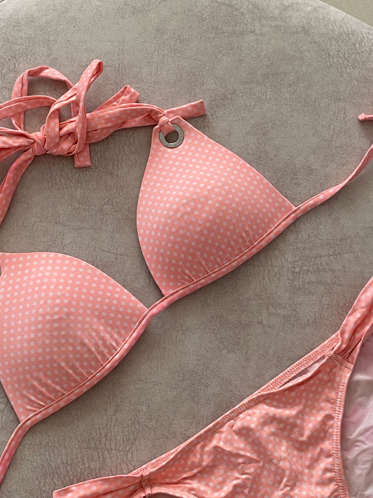 🌸 Ensemble 2 pièces rose bébé à motif polka dot blanc 🌸