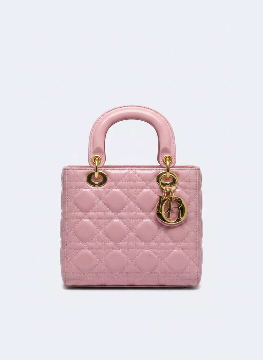Mini Lady Dior pink patent bag