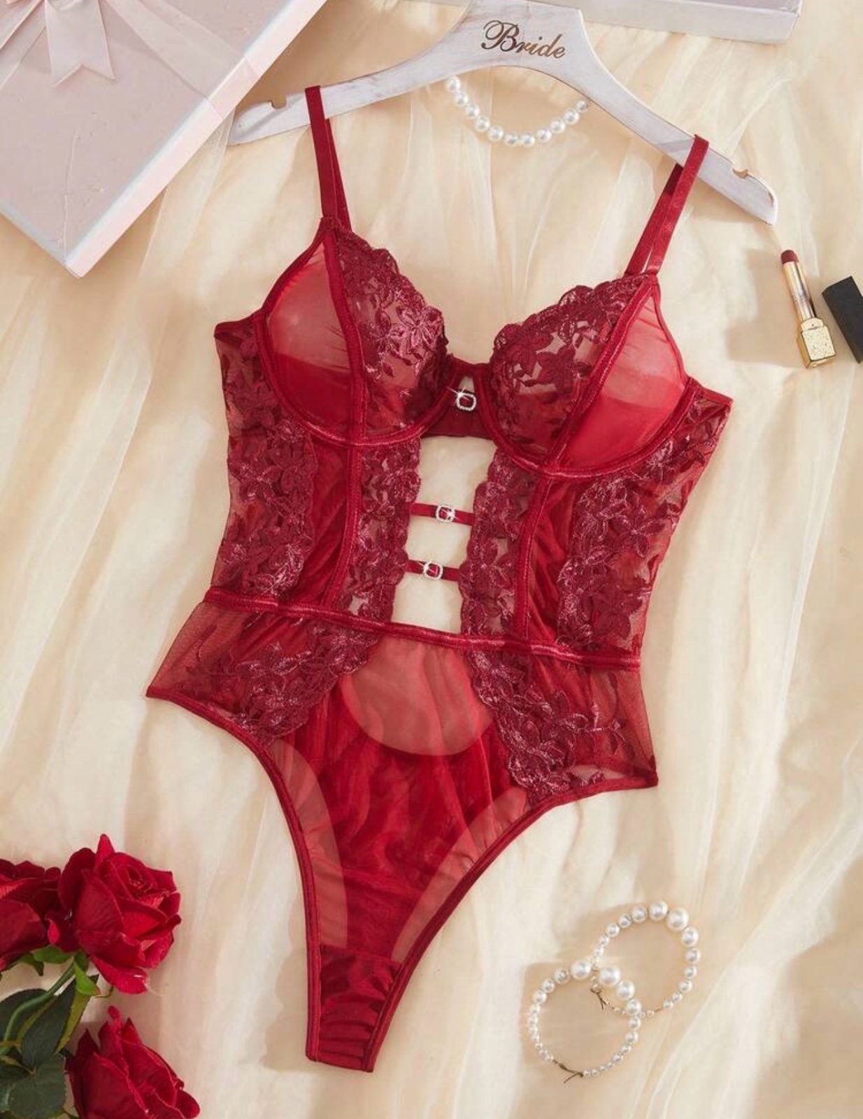 Body lingerie dentelle bordeaux SHEIN – Taille S – Neuf