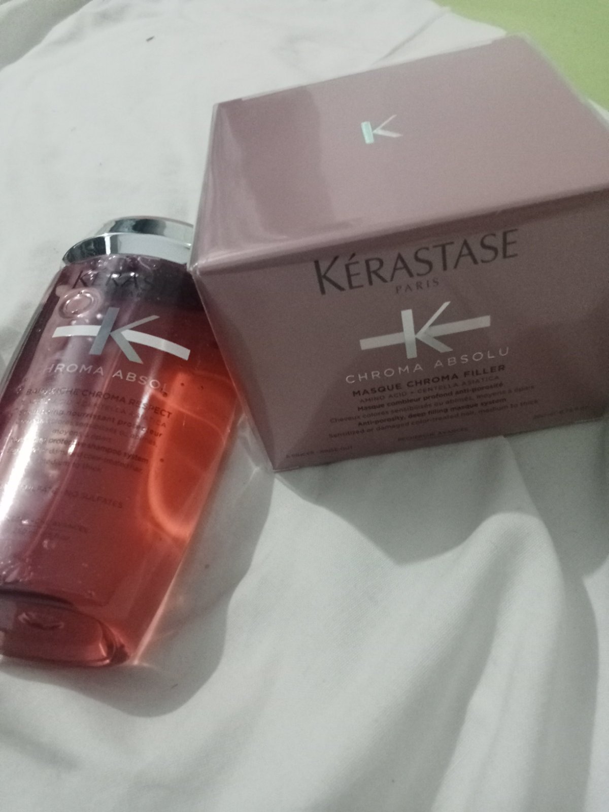 Shampoing et masque cheveux chroma absolu kerastase 