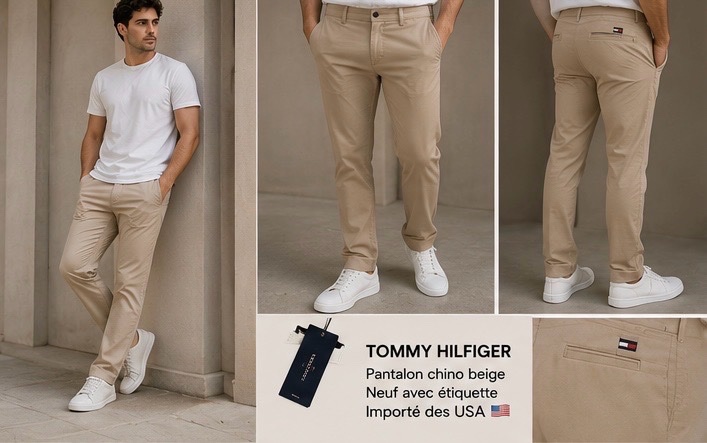 ✨ Pantalon chino Tommy Hilfiger beige — Neuf avec étiquette