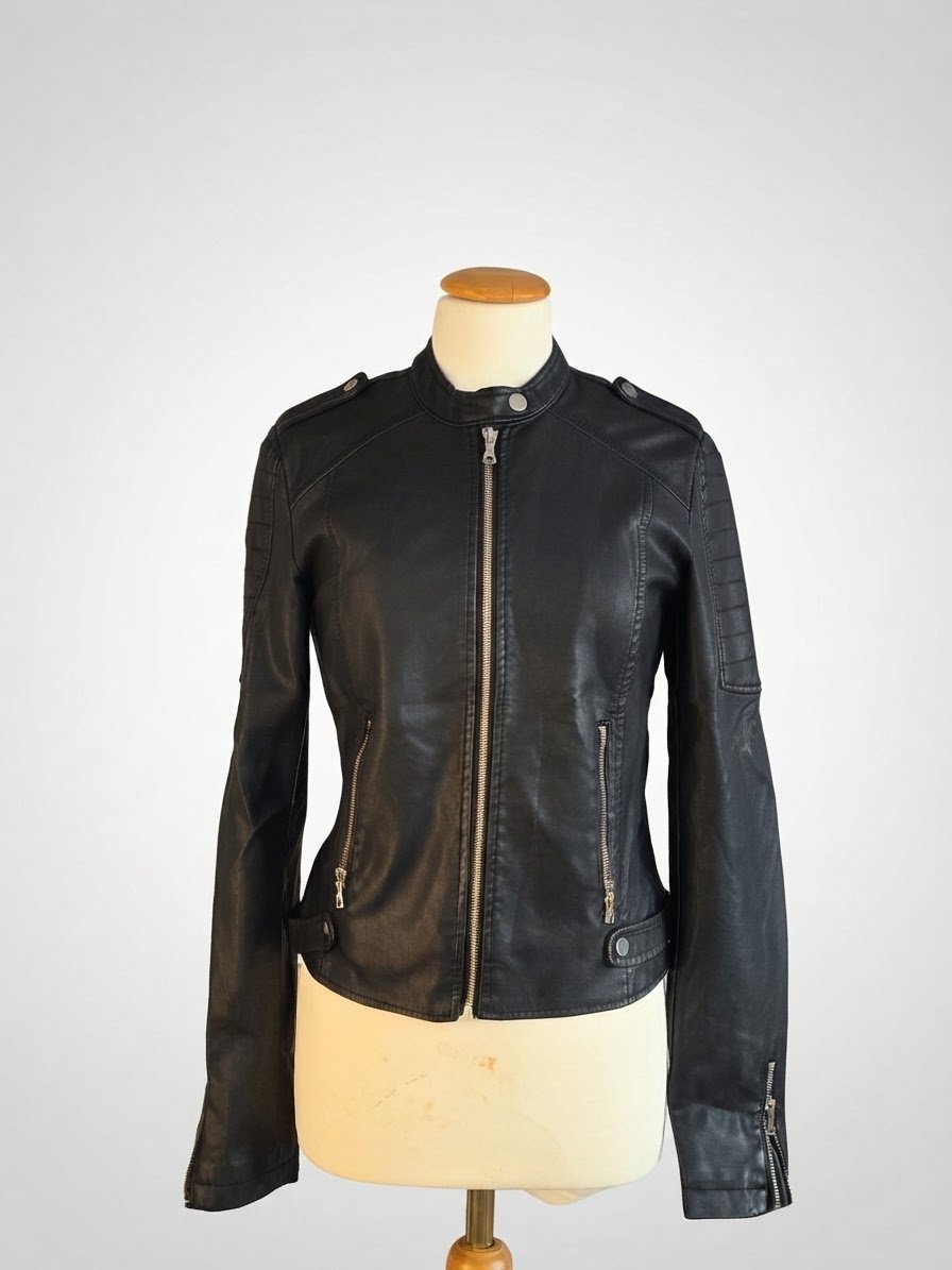 Veste Simili Cuir Noir – Clockhouse (Taille 38)