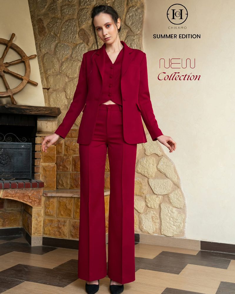 Ensemble 3 pieces rouge bardeaux 