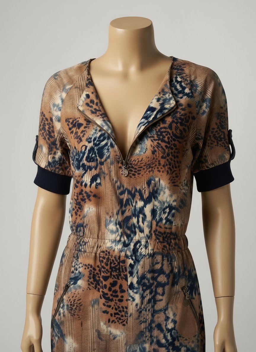 Combinaison / Robe chic imprimé léopard avec zip
