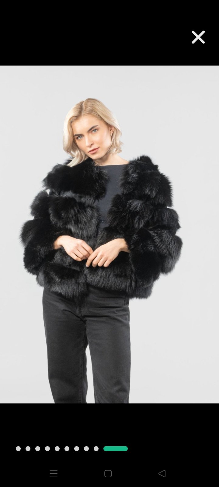 Veste courte en fourrure de renard noir xs