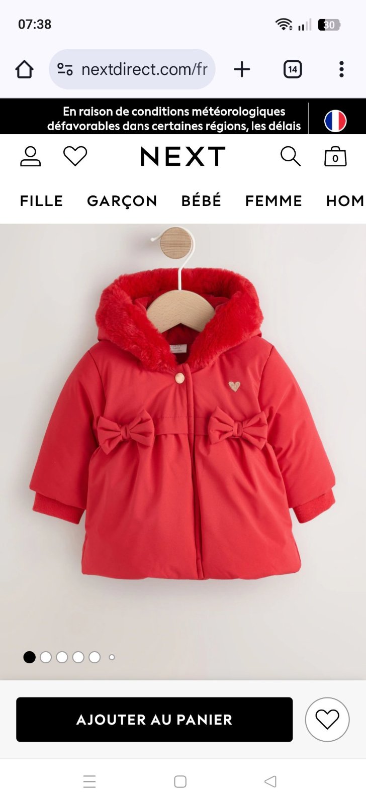 Manteau bébé fille