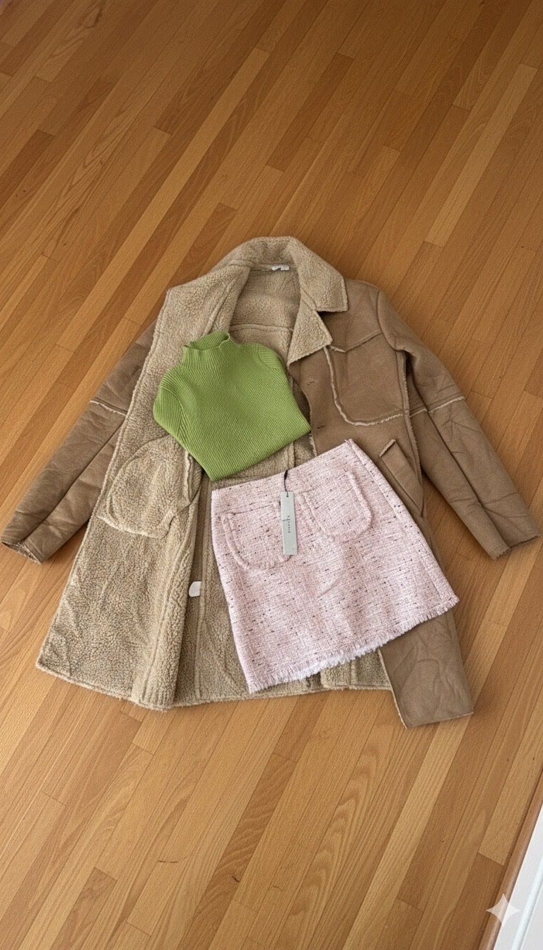 Pack manteau + pull + jupe