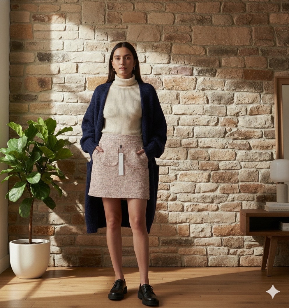 Pack gilet cardigan + pull blanc + jupe neuf