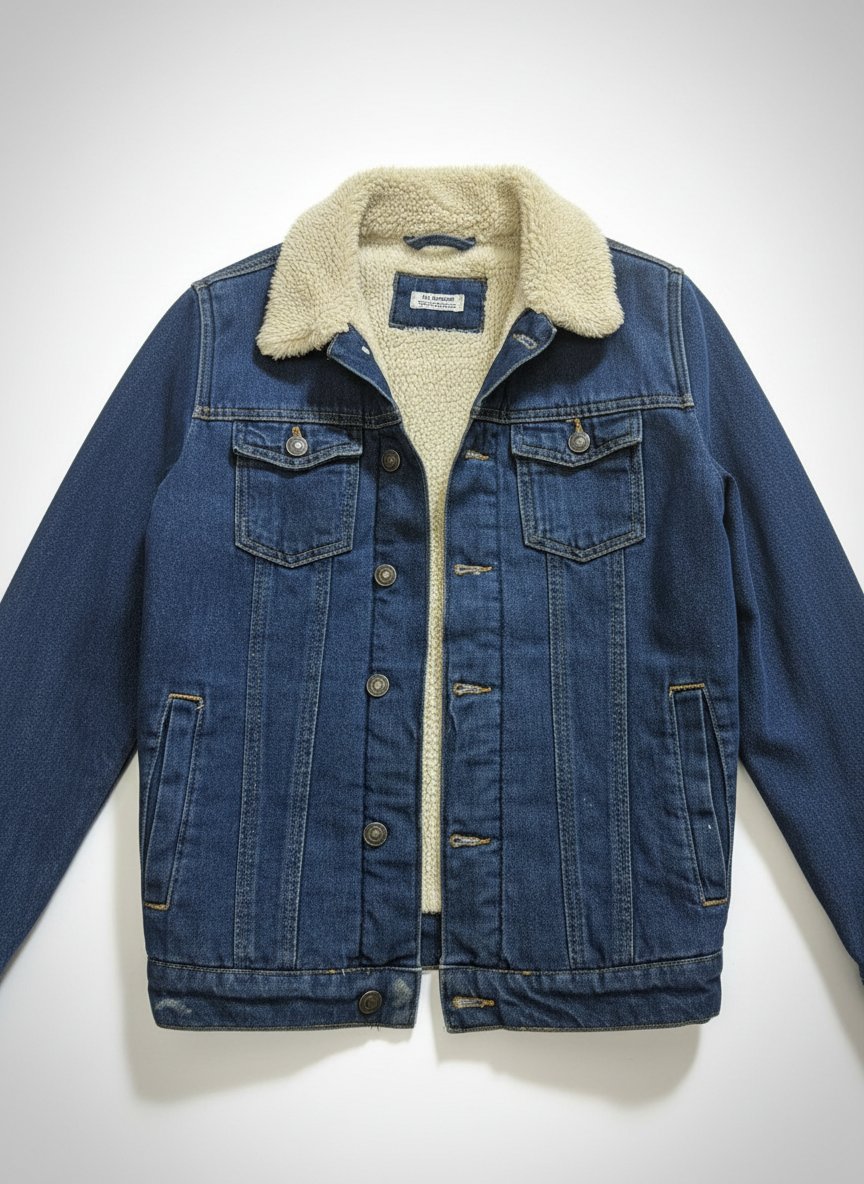 Veste jean en fausse fourrure blanche