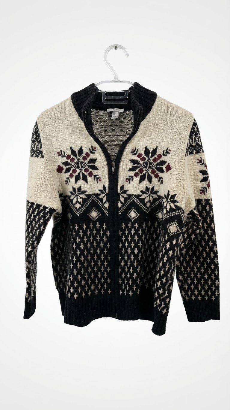 Gilet en maille style Norvégien noir et blanc – Excellent état