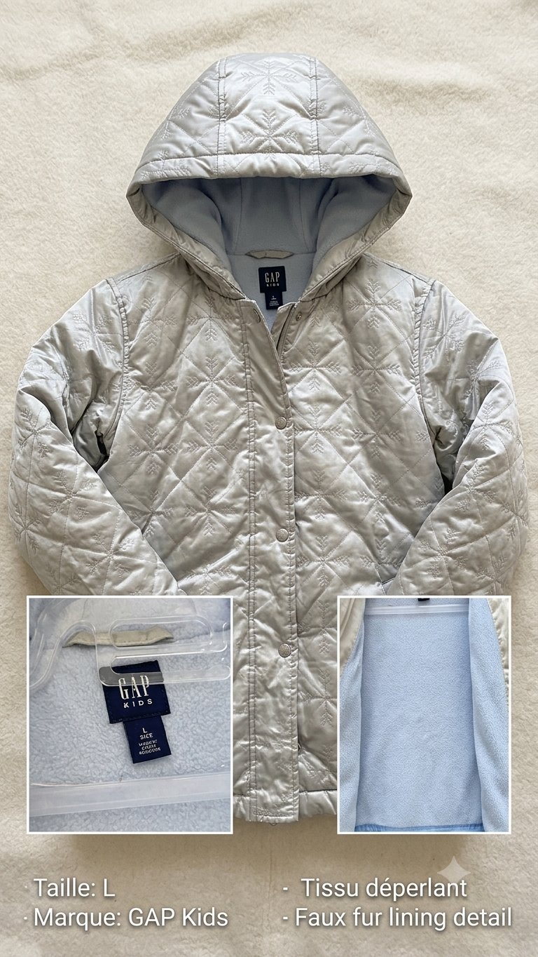 Manteau GAP Kids fille beige nacré doublé polaire – Taille 10 ans