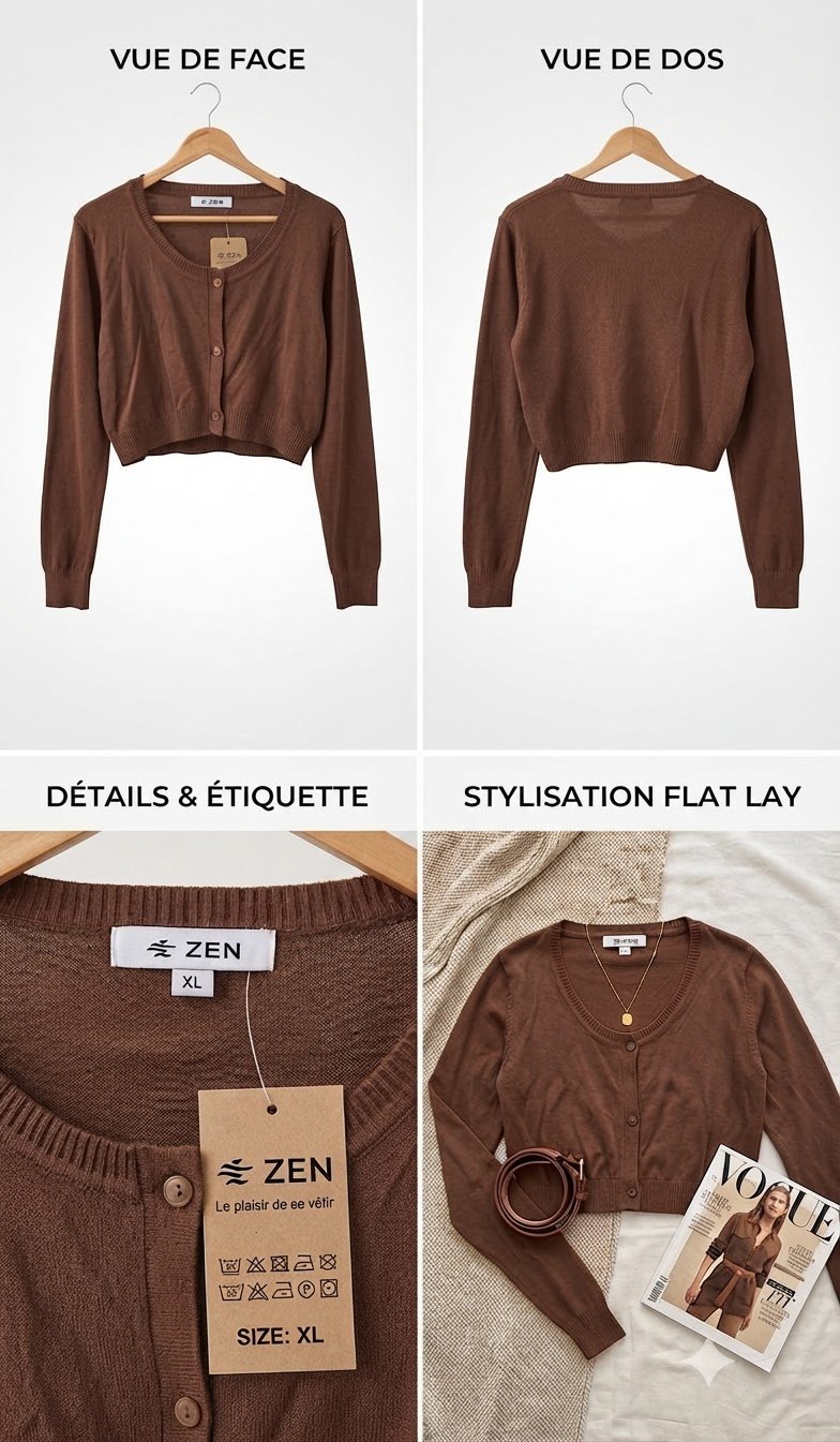 Gilet court ZEN Marron – Neuf avec étiquette (Taille XL)