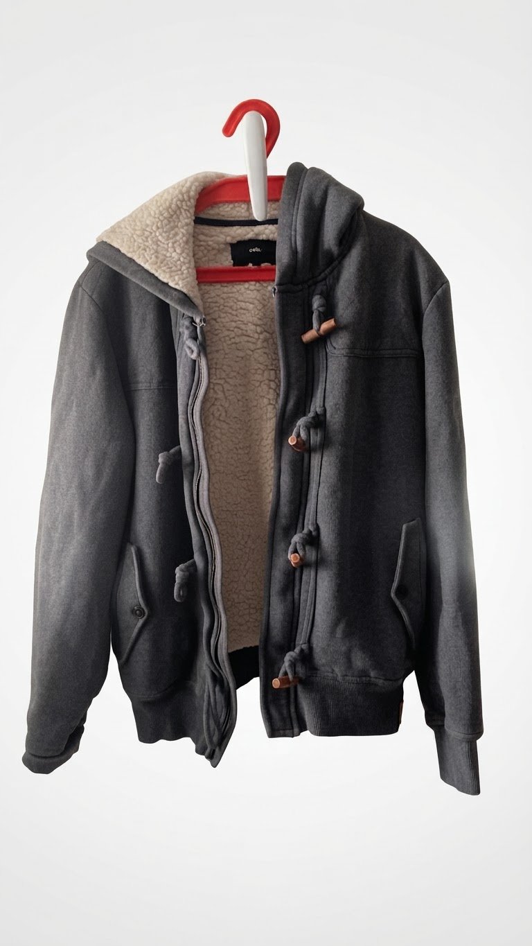 Veste Duffle-Coat Celio Gris Anthracite – Doublée Sherpa