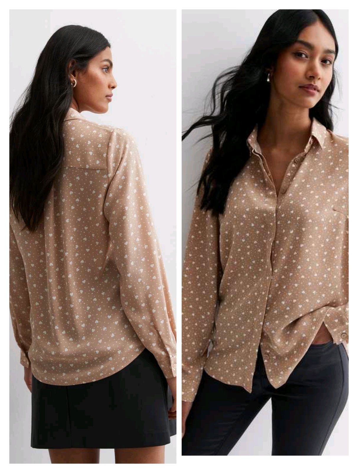 Chemise Beige à motif coeur