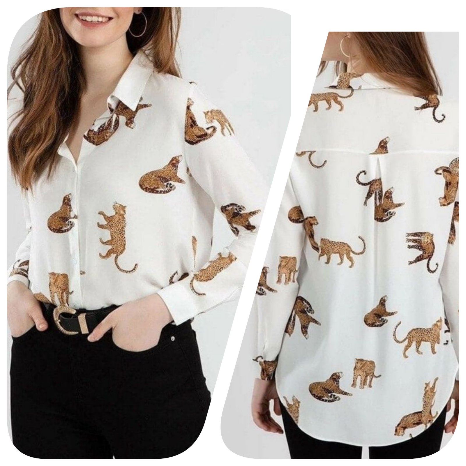 Chemise en mousseline motif leopard