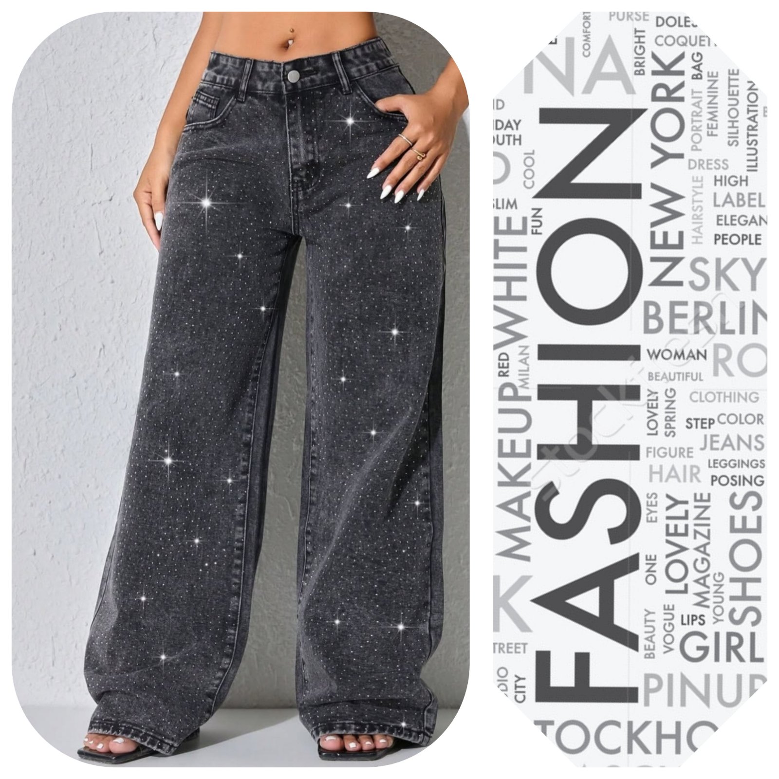Wide legs jeans avec strass