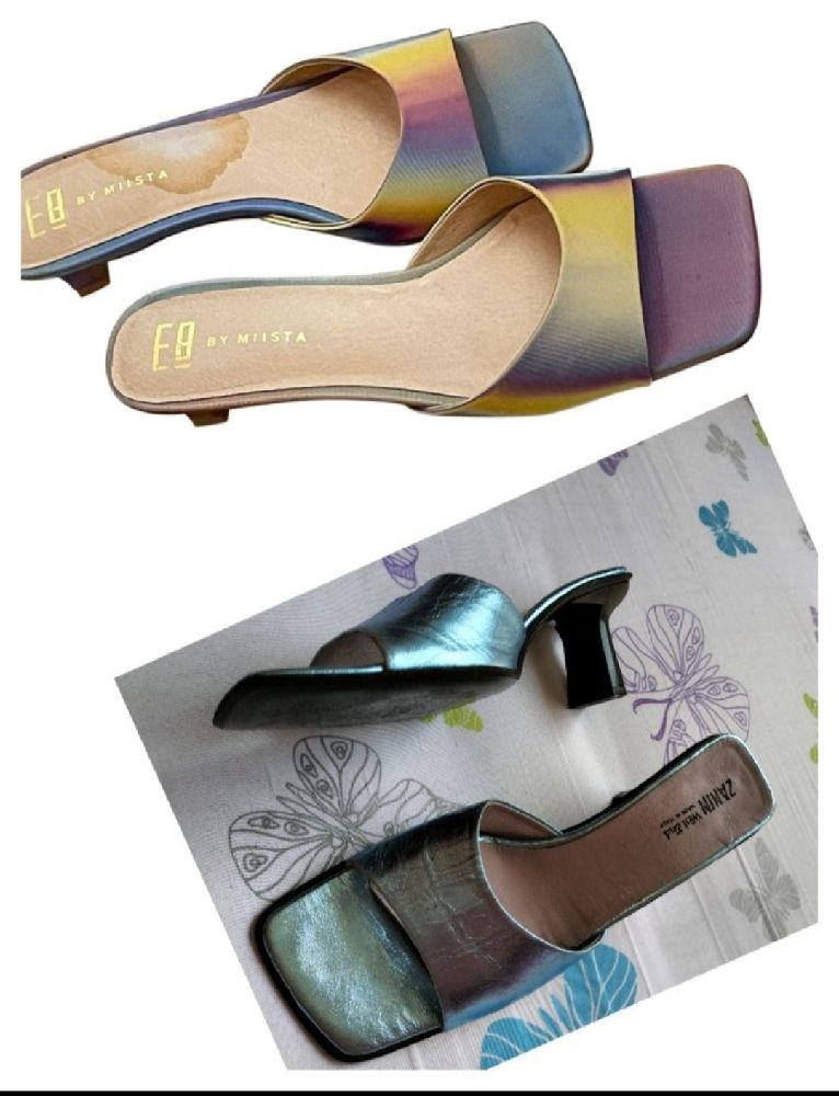 mules métalisées 