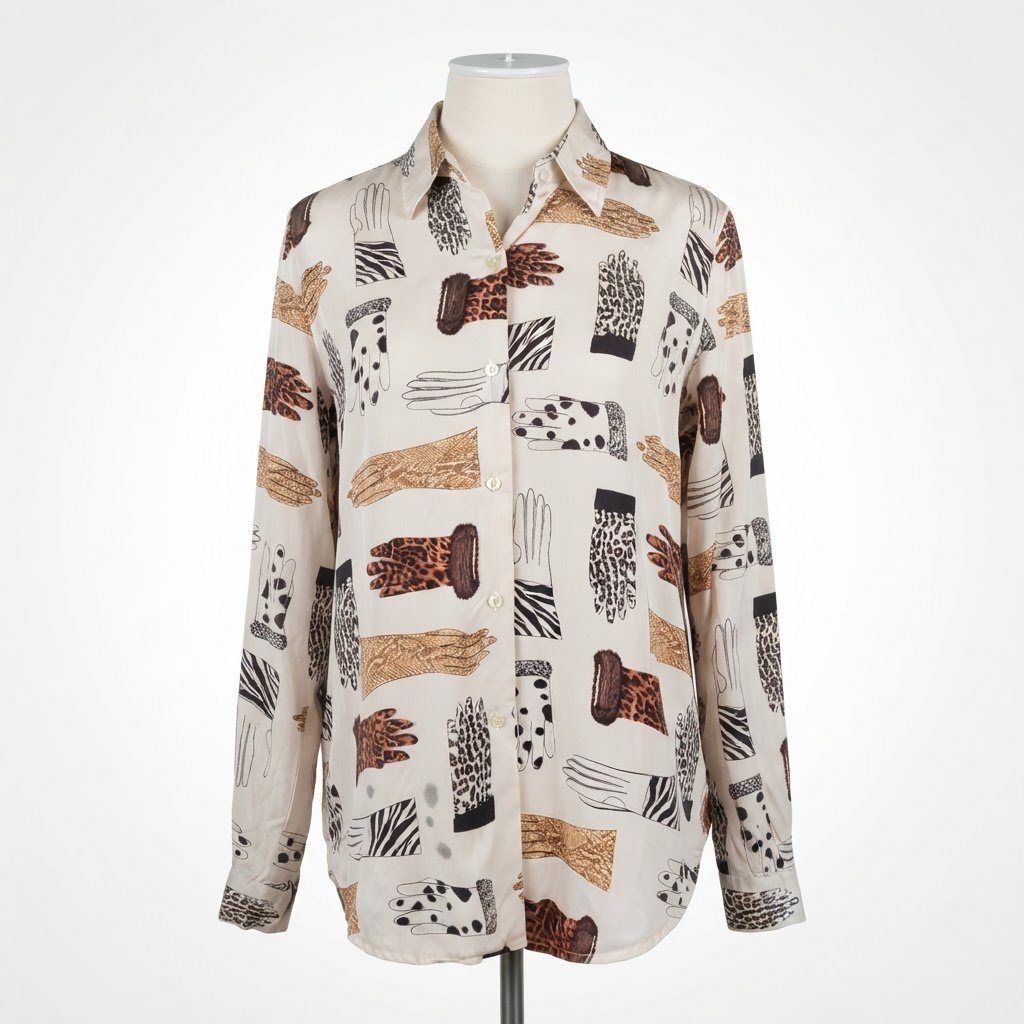 Chemise 100% soie à motif gants