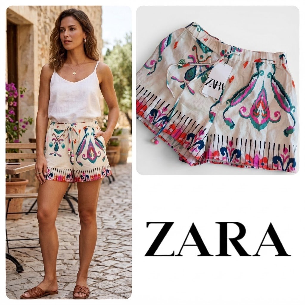 Short ZARA🔥🔥🔥🔥 en lin et viscose. Taille 36/S. Neuf avec étiquette 🏷 