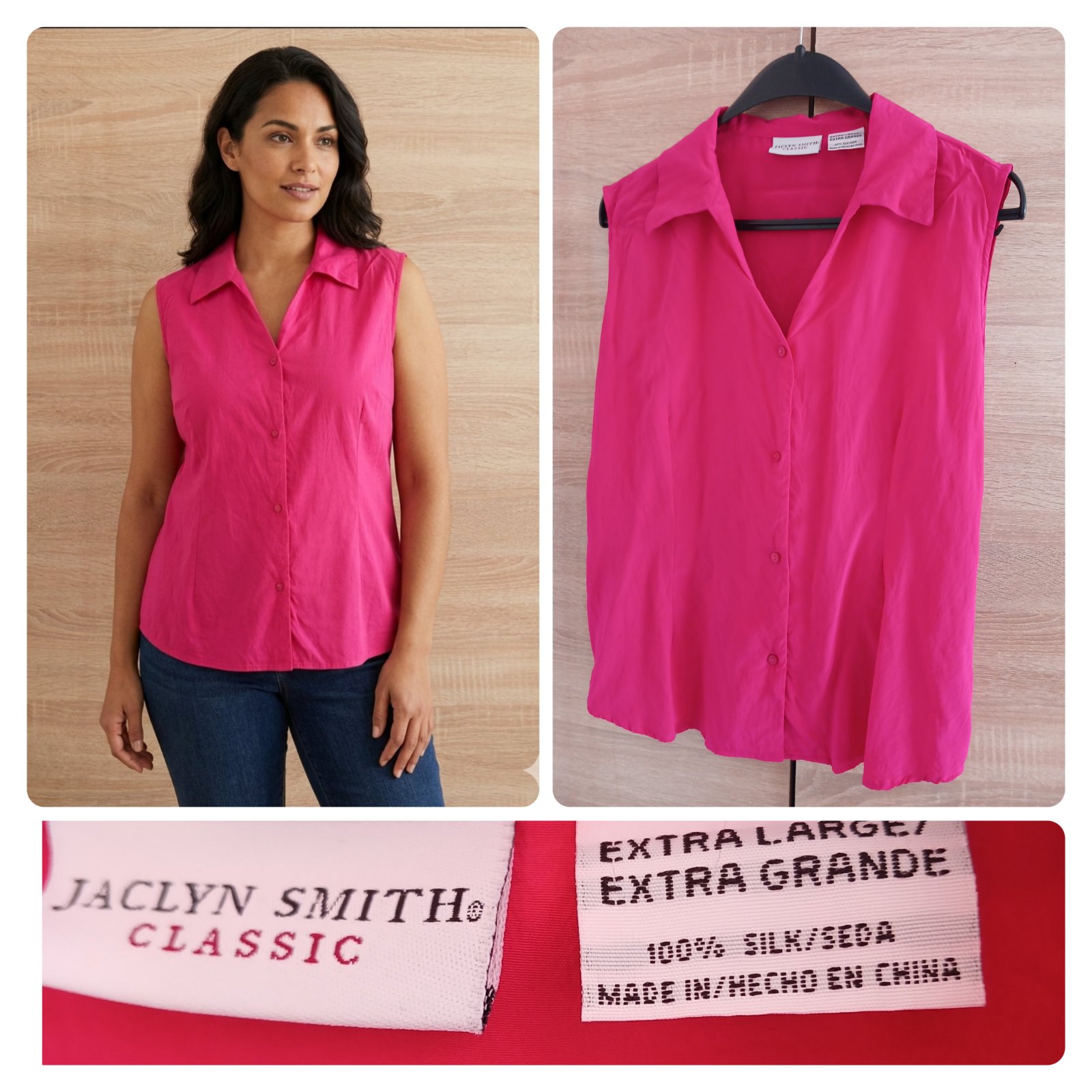Blouse Jaclyn Smith 🪷🪷🪷100% SOIE. 🪷🪷🪷Taille XL. 
