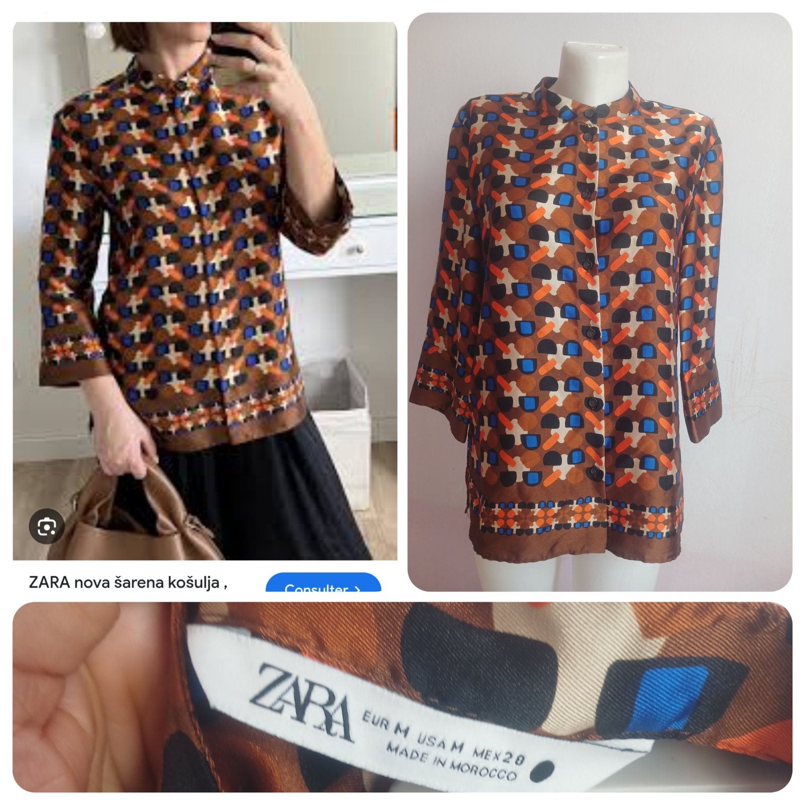 ZARA. TAILLE 38/M. SATINÉE 