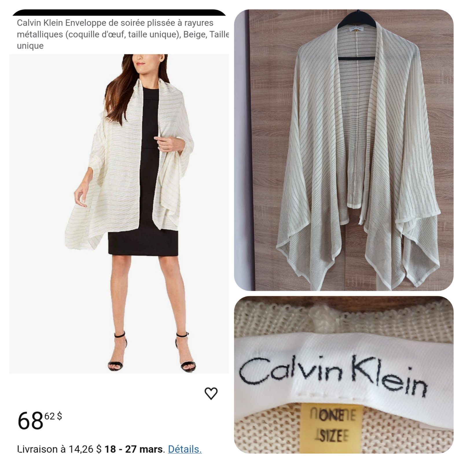 Poncho léger CALVIN KLEIN.  🔥🔥🔥🔥TAILLE UNIQUE.