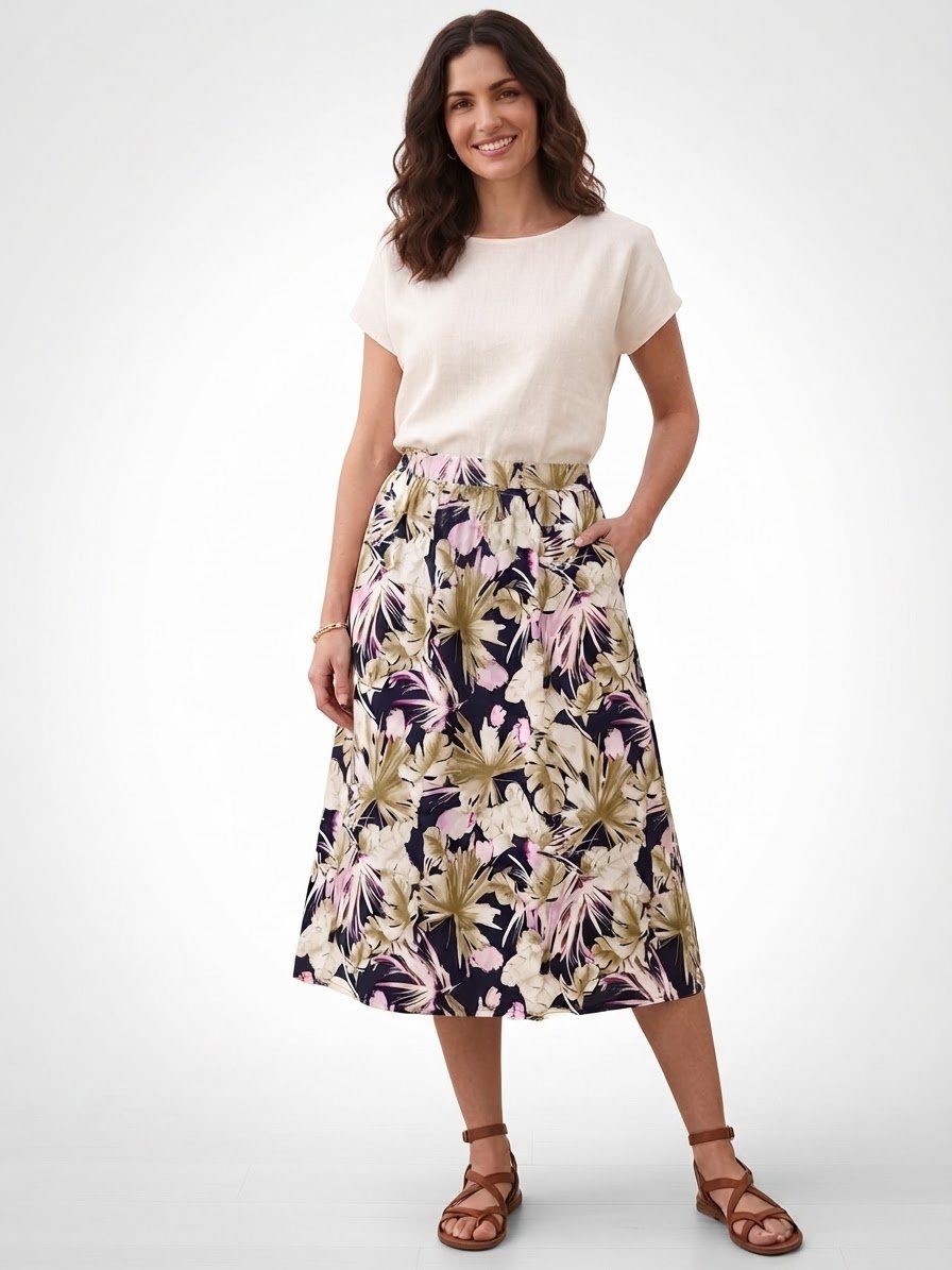 Jupe midi en viscose.  ✅️✅️✅️ Taille 44/2XL. Neuve