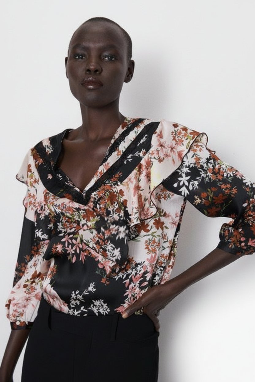 Blouse fleurie ZARA 🔥🔥🔥 élégante , à volants.  Taille 38/M