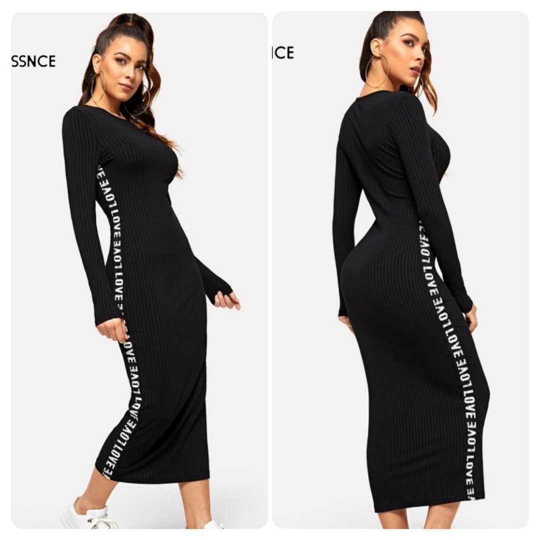 Robe côtelée 🖤 Shein 🖤 à imprimé 🖤LOVE🖤 Taille 38/M