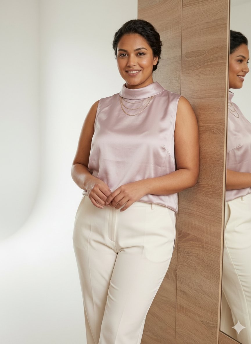 Jolie blouse satinée,  couleur rose pâle,  🌀GRANDE TAILLE 🌀 TAILLE 48/4XL