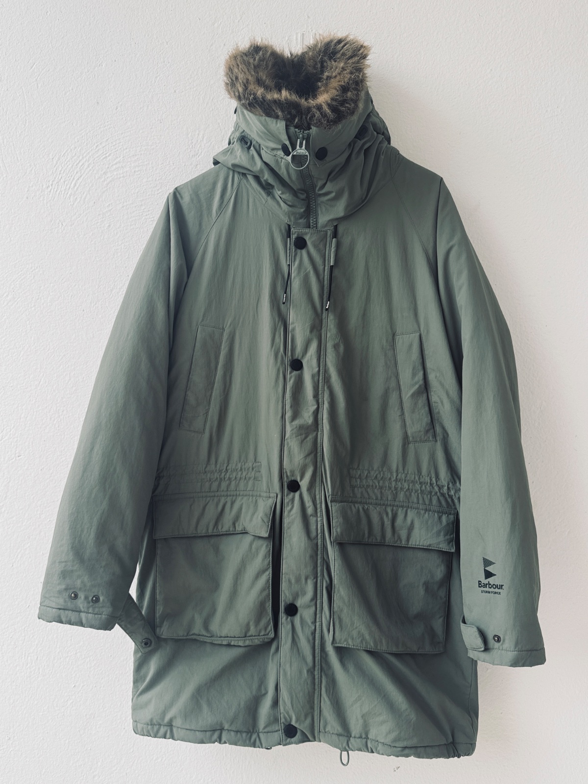🇬🇧 VINTAGE BARBOUR OLIVE GREEN FUR-TRIMMED PARKA 🌿