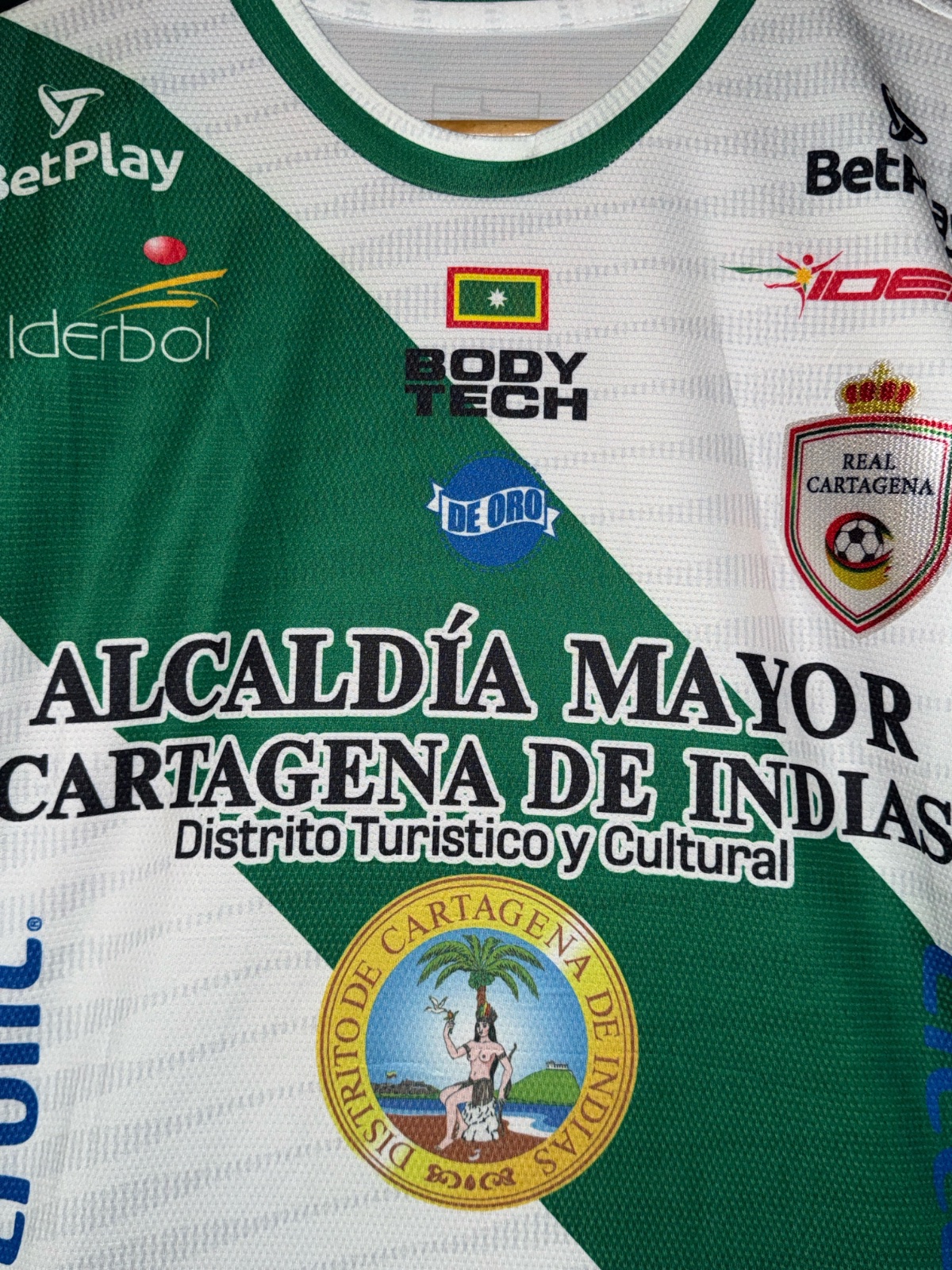 Maillot Real Cartagena Vert et Blanc - Taille L